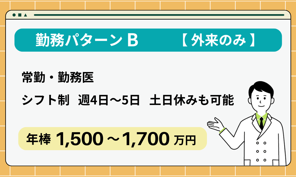 勤務パターン　B　外来のみ 